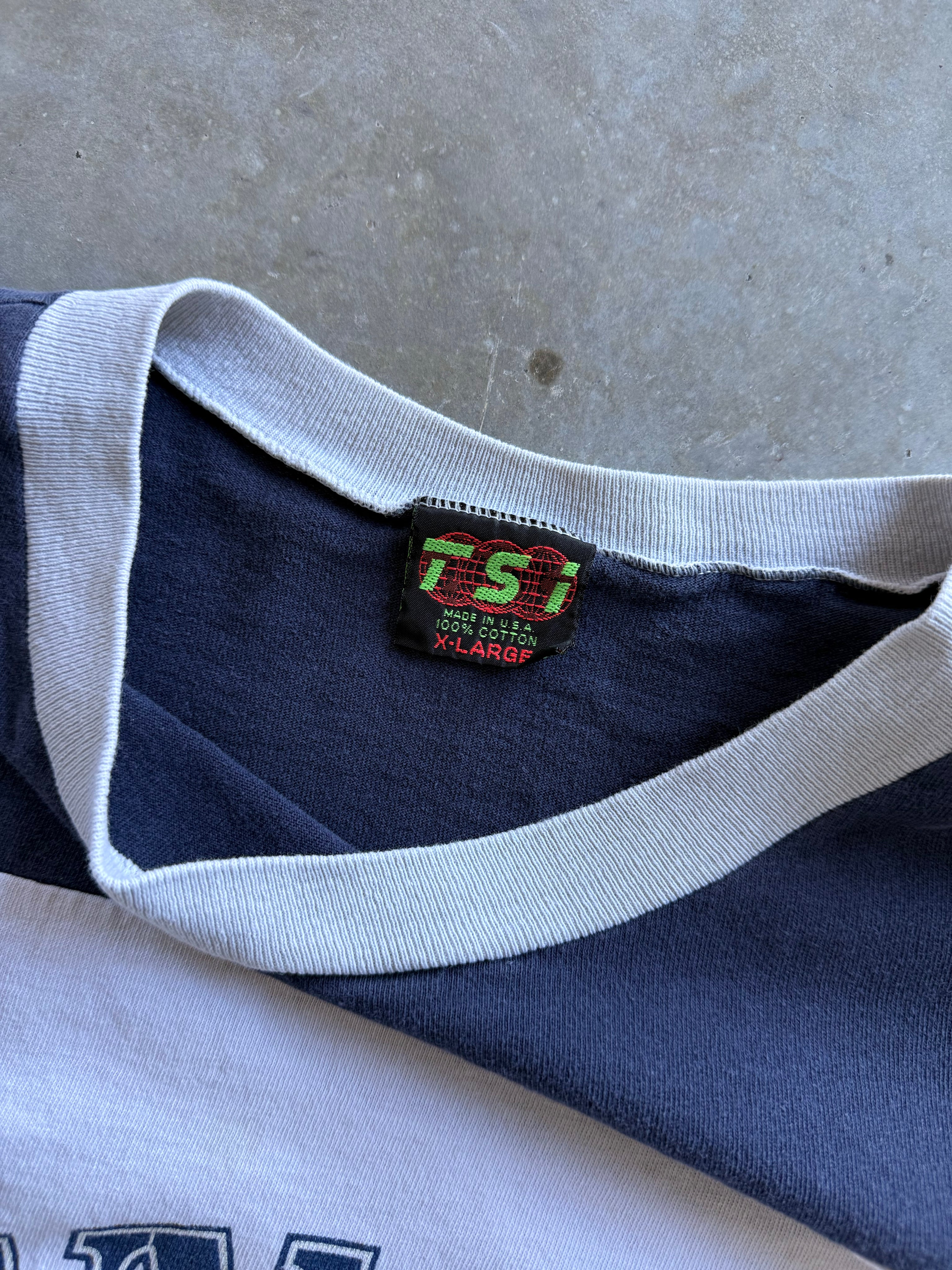 Vintage 1980s Penn State Stripe T-shirt (XL)